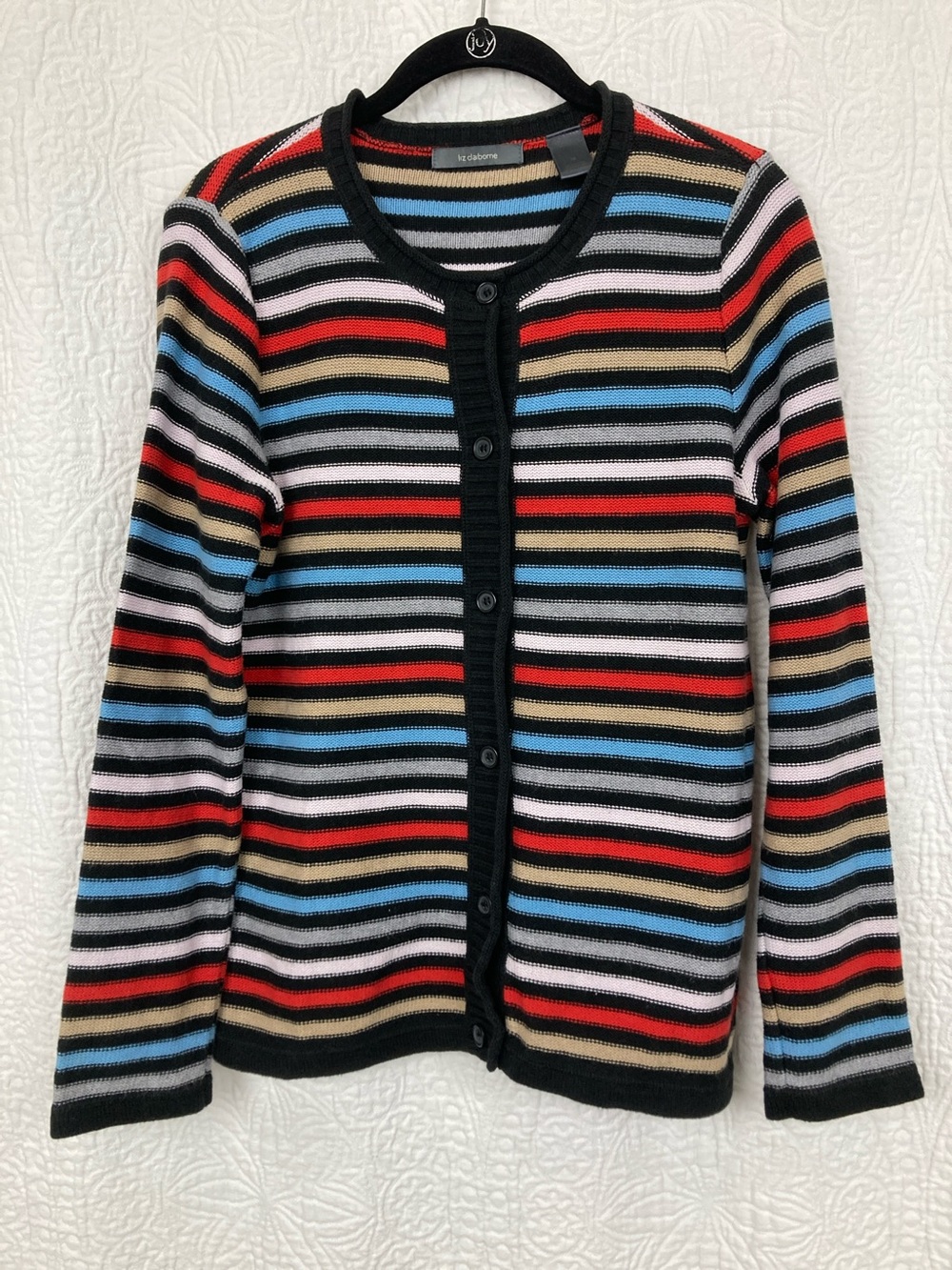 Liz Claiborne Striped Cardigan Women’s sz Medium Cotton